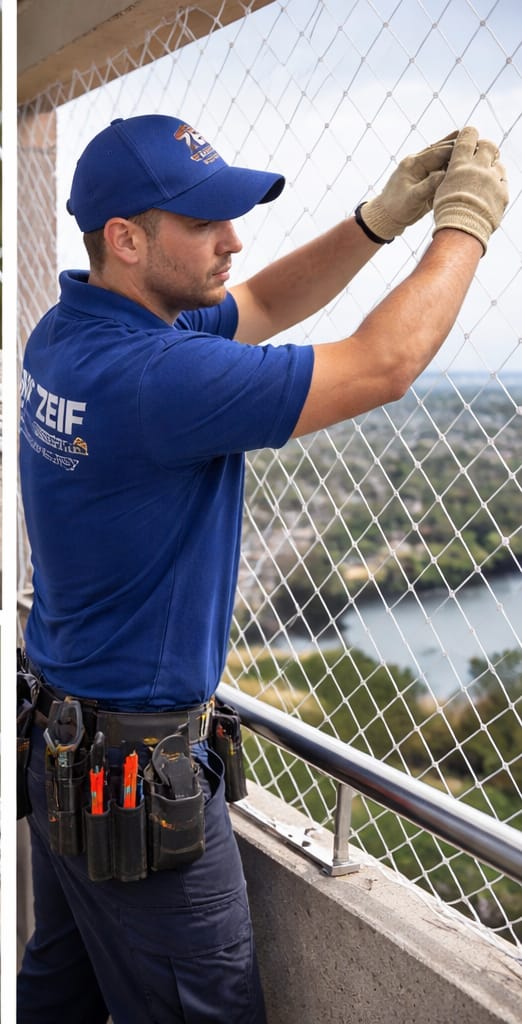 Instalación de malla de seguridad en altura